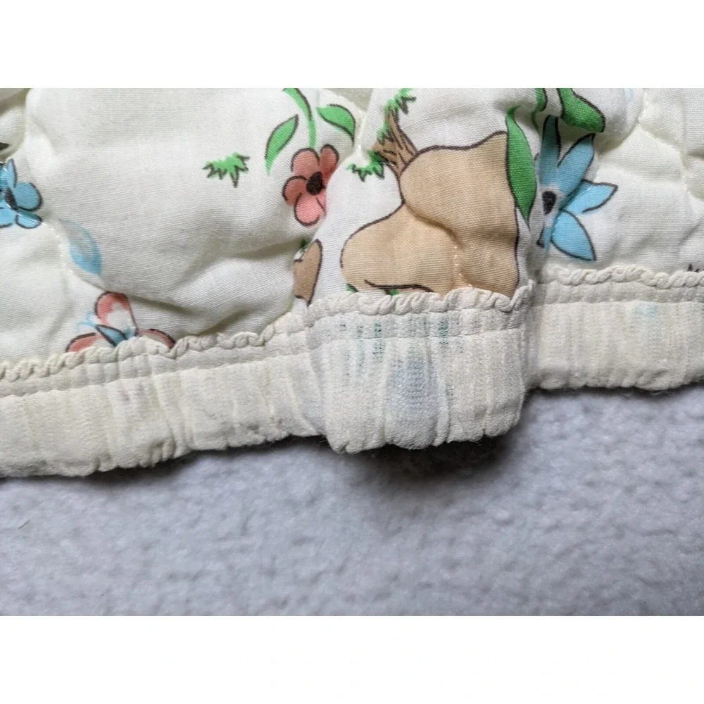 Vintage Baby Quilt Bears Bubbles Flowers 33x54 Inch‎